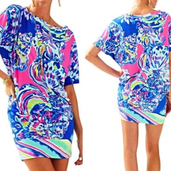 Lilly Pulitzer Dresses & Skirts - Lilly Pulitzer Lowe Dress Coastal Retreat Blue Pink Yellow White Short Mini S